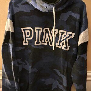 Pink - Blue Army Print High Collar Size Large